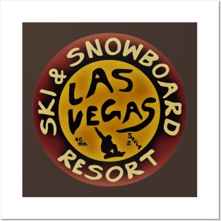 Las Vegas Ski & Snowboard Resort logo in yellow and burnt orange Posters and Art